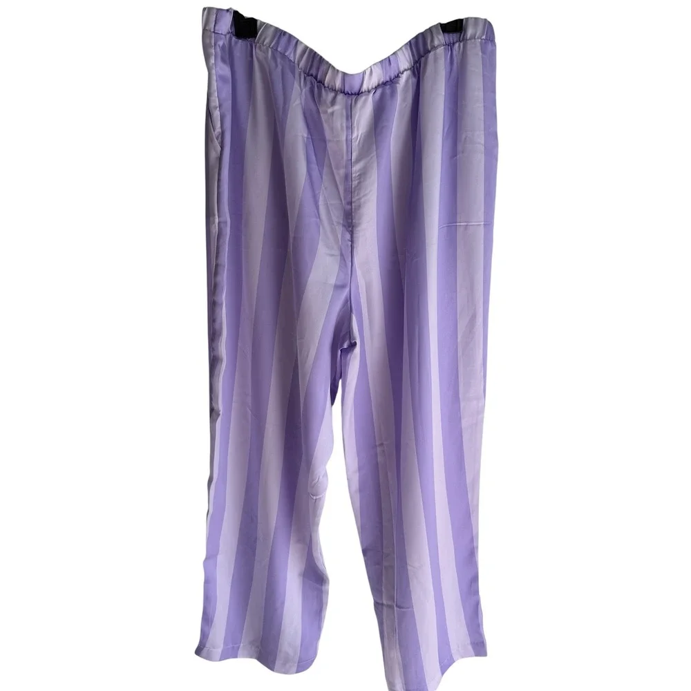 LOFT SLEEP‎ Purple Candy Striped Satin Ladies Pajama Bottoms, XL